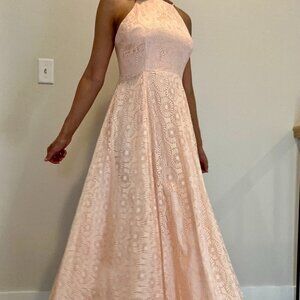 Light Pink Peach Lace Gown